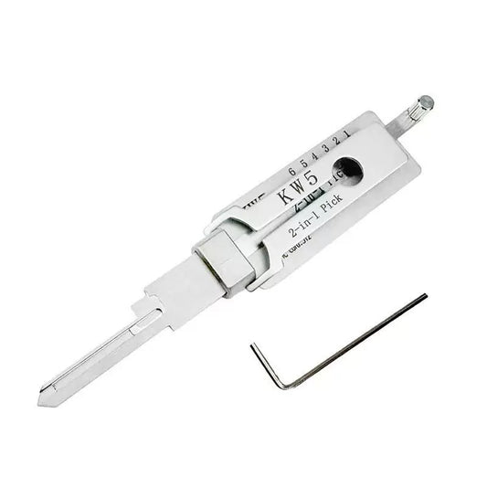 High-quality stainless steel lock pick tool designed to pick and decode KW5 Keyway Locks, including locks with spool pins. Ideal for locksmiths.